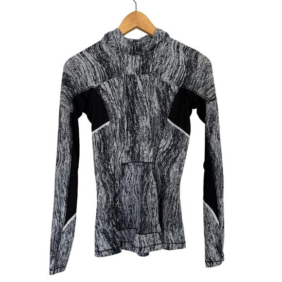 Lululemon Runbeam Hoodie Top Half Zip Texture Twist Athletic Black Gray Women 4 - Picture 1 of 11